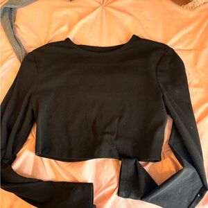 Black Long Sleeve Crop Top